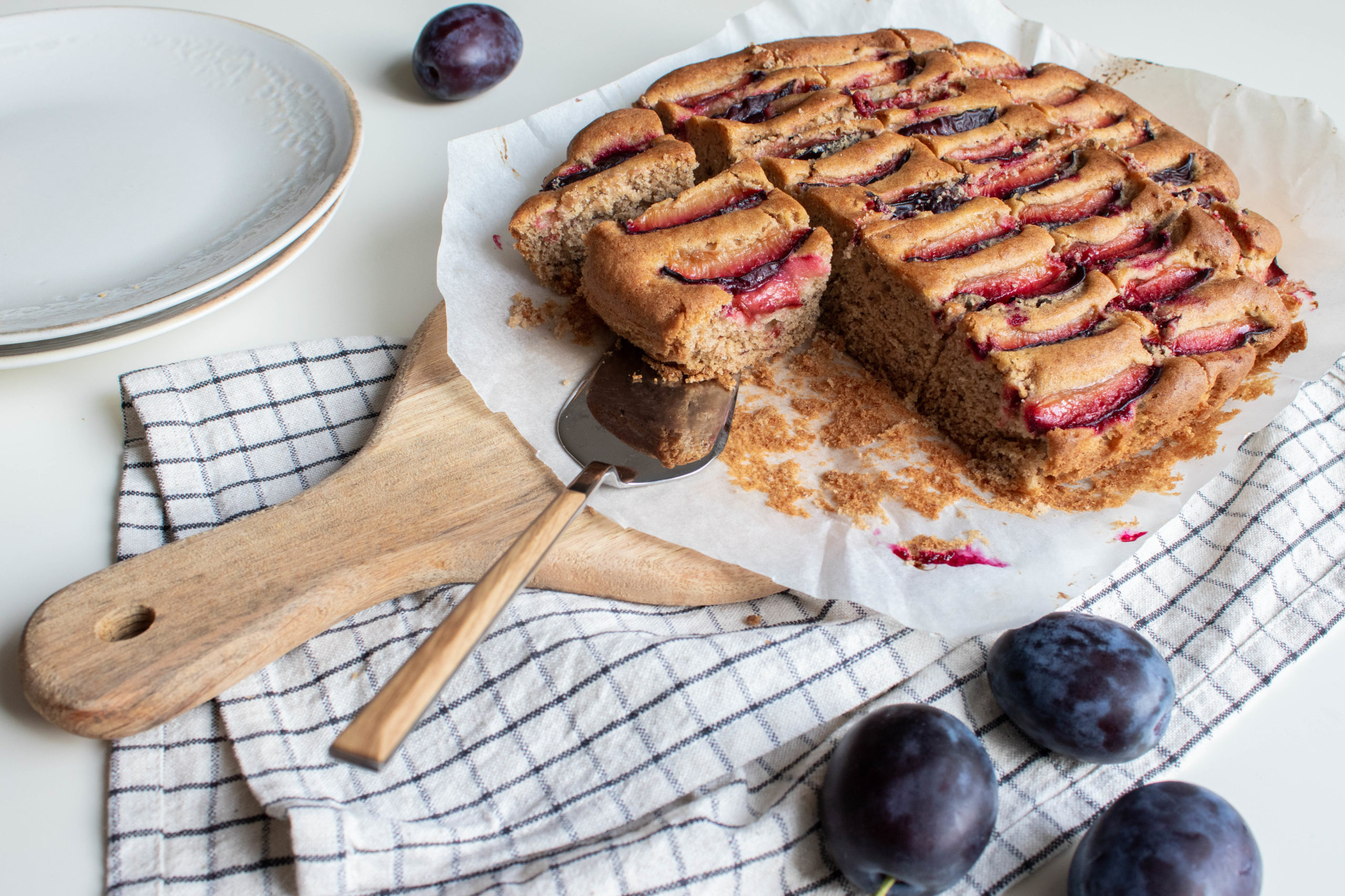 Banana plum cake is the perfect dessert recipe at the end of summer